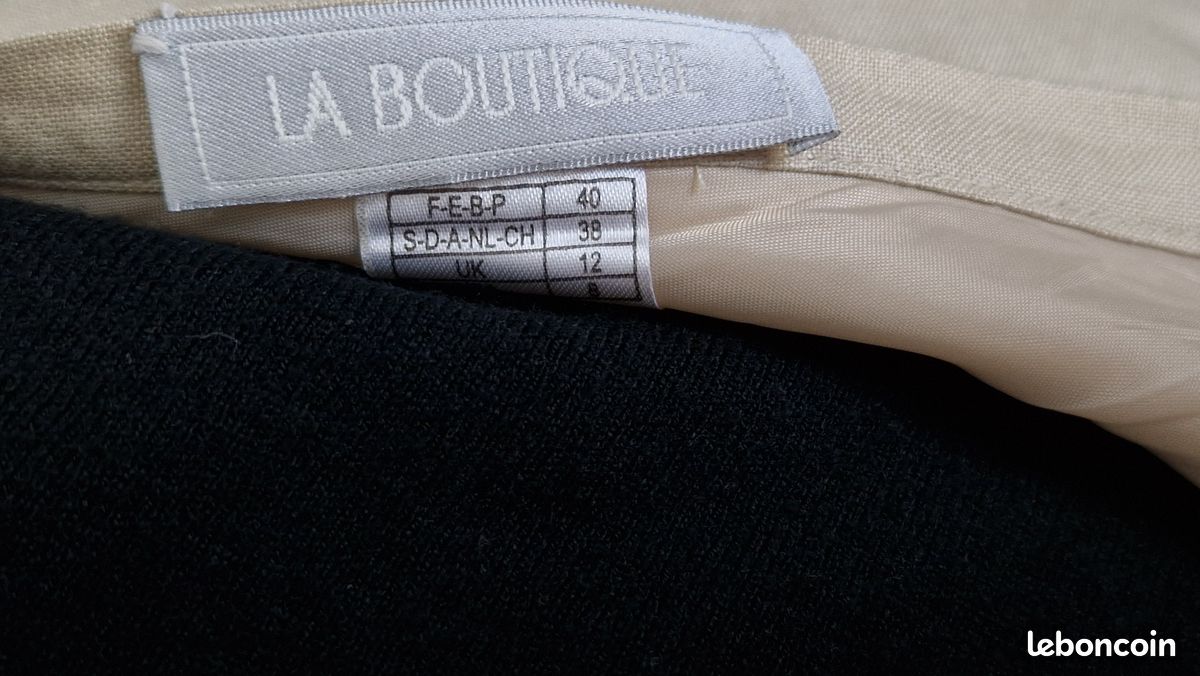 Jupe Asymétrique Fantaisie Leslie Monte Carlo - Taille 40, écru Et Beige, 97% Coton / 3% Spandex - Occasion Très Bon état