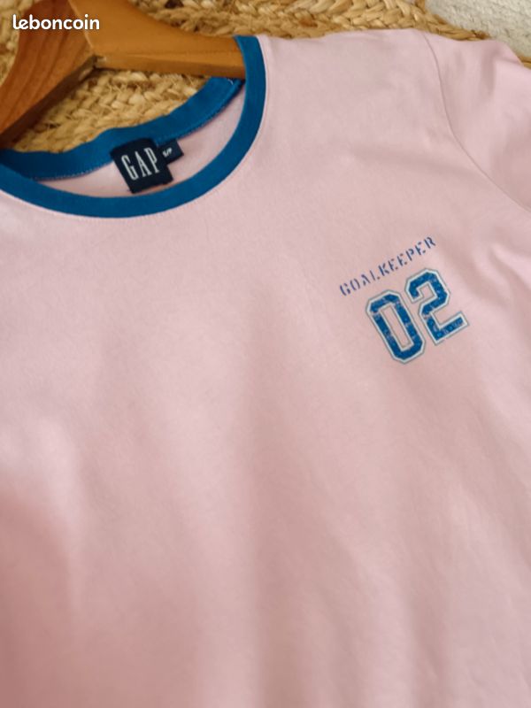 T-shirt à manches courtes et col rond 100 % coton géométrique rose