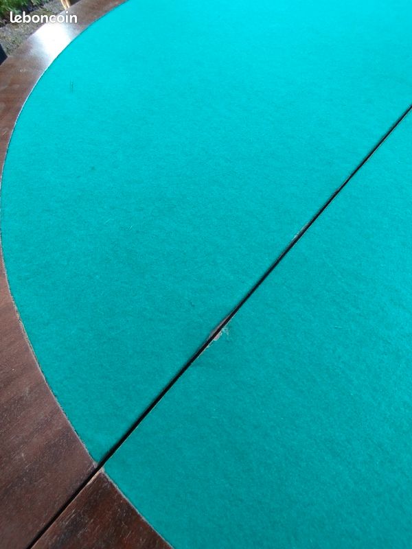 Ancienne table de jeux pliante en bois ronde demie lune (image 6)
