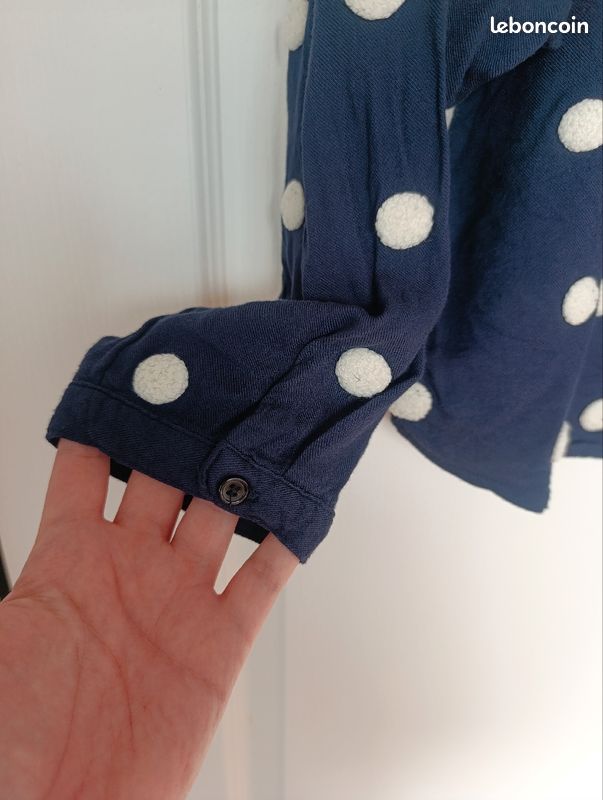 Chemisier bleu marine à pois blanc Vêtements