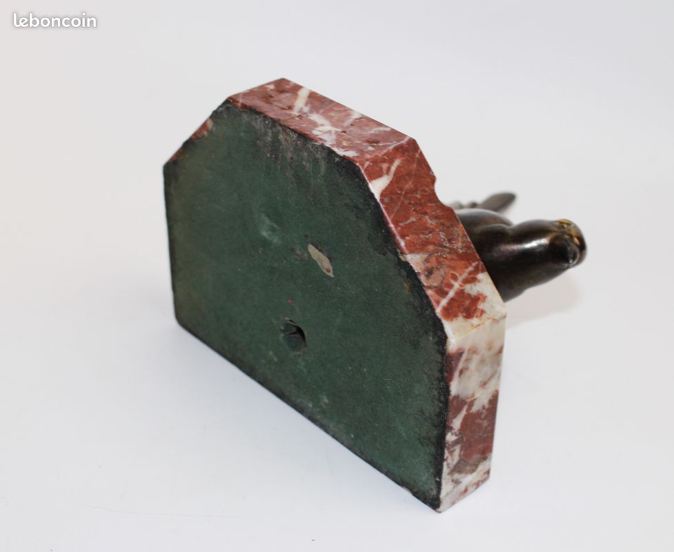 Cendrier ancien en marbre hexagone et oiseau en bronze (image 10)