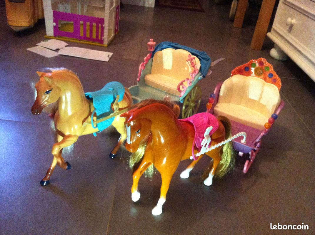 Calèche traineau pour cheval Barbie Mattel (image 1)
