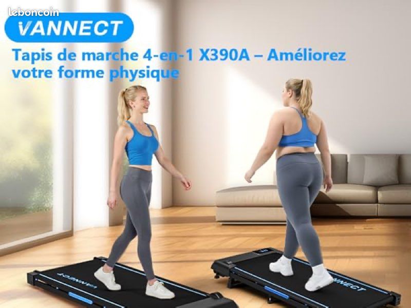 Tapis De Marche, Tapis De Course 4 En 1 Pliable - Vitesse 1-10km/h – Inclinaison 9% -Moteur 2.75HP Silencieux - Télécommande - - Sport