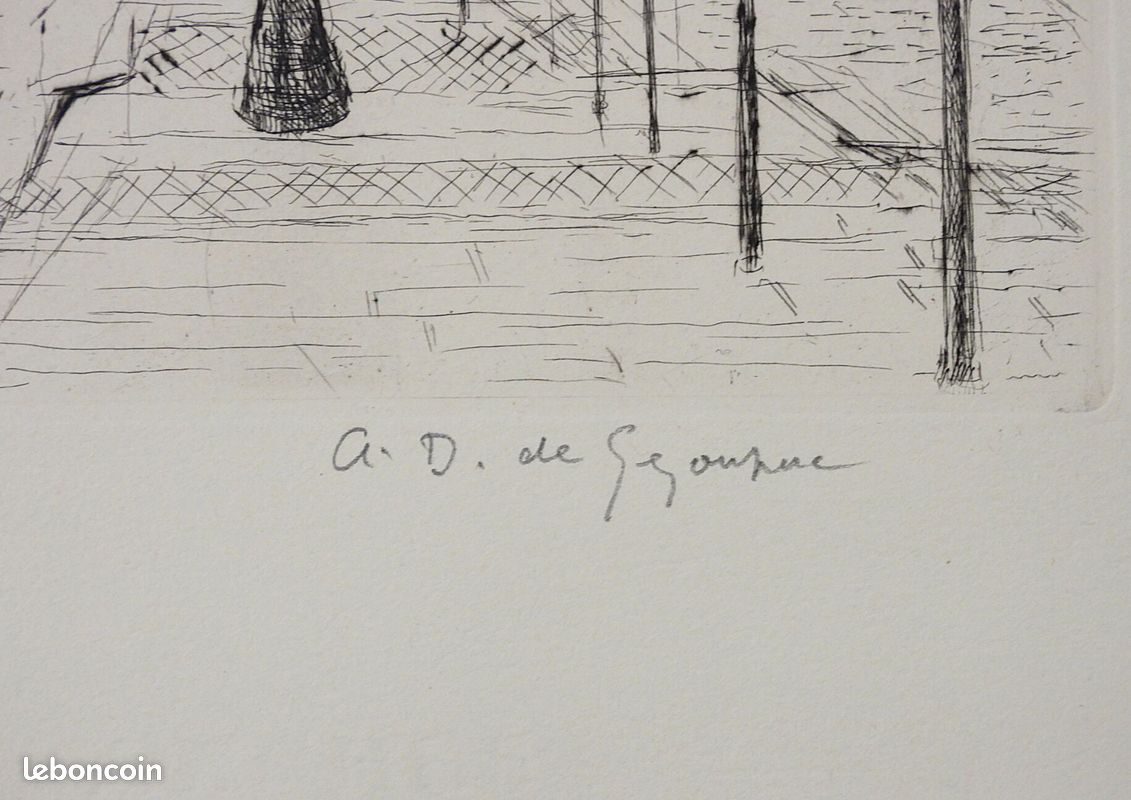 Gravure « Montmartre » signée au crayon – André Dunoyer de Segonzac – Papier Arches – Encadrée (image 2)
