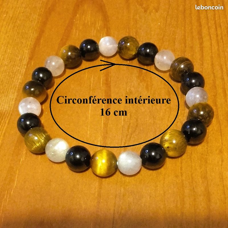 Bracelet Perles Labradorite Et Agate Jaune 8mm - Fabriqué En France, Neuf Avec étiquettes