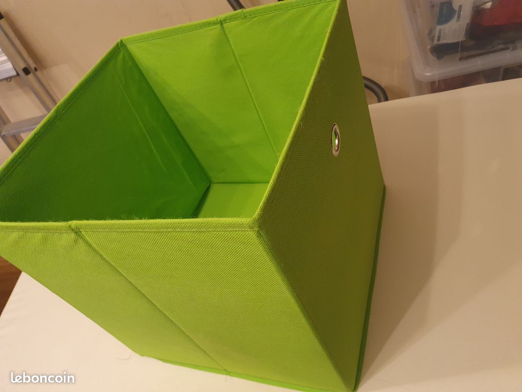 Lot de 6 boîtes de rangement carrée en textile couleur verte (image 2)
