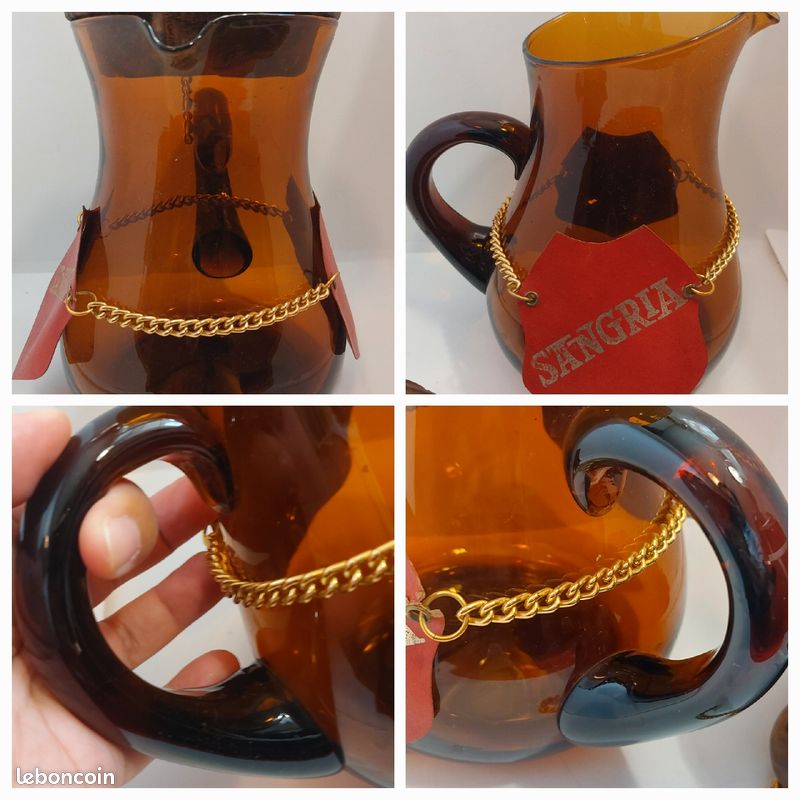 Pichet Carafe Vintage En Verre Ambré - Déco Rétro
