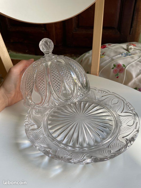 Cloche Vintage En Verre Pressé - Pour Mignardises, Beurre, Fromage