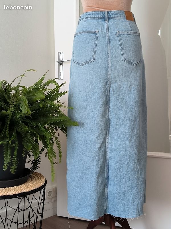 Jupe longue en jeans Zara Vêtements