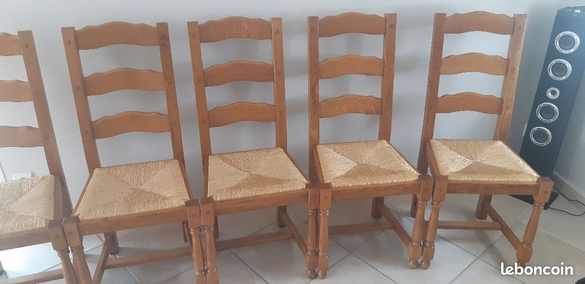 6 Chaises bois et paillage 20  unité (image 2)