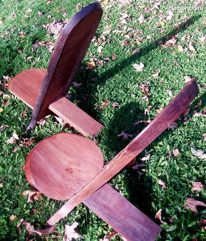 Chaises africaines artisanales motif éléphant - Lot de 2 (image 4)