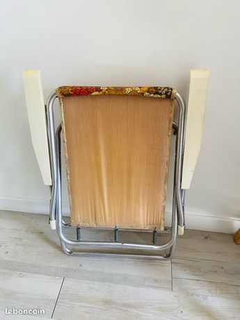 Tabouret De Camping Vintage Pliant – Motif Fleurs Orange, Pliable