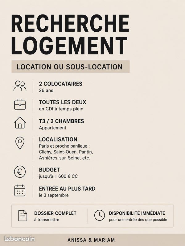 Appartement 3 pièces 40 m² · à Paris · 40 m² · 1 600 €/mois