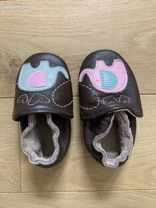 Chausson Cuir Rose Chausson Bebe Rose Et Chocolat Chausson Bebe
