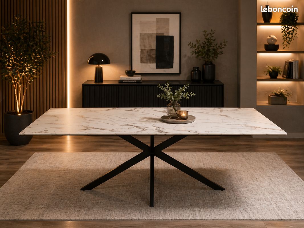 Table de salle a mangé avec effet marbre (image 1)