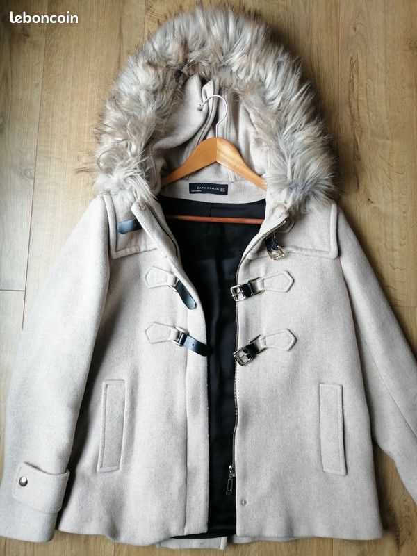 Manteau Hiver Manteau Femme Zara Gris Parka Manteau Col Fourrure