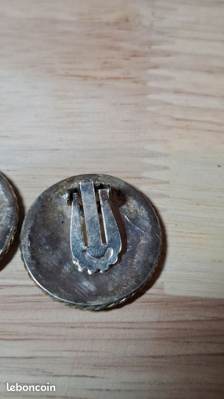 BOUCLES D'OREILLE VINTAGE LUNE STRASS SCHERRER PARIS FRENCH COUTURE