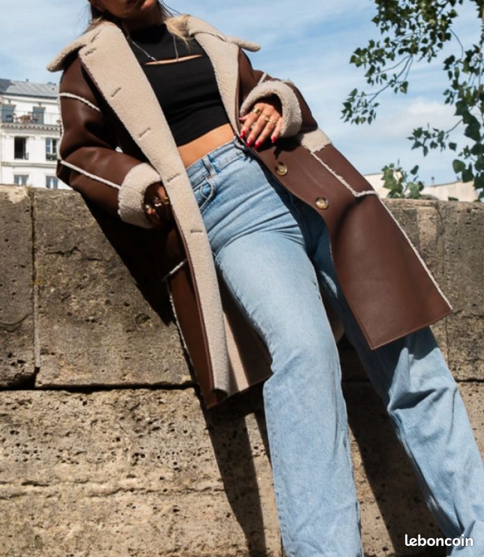 Manteau tendance, élégant, femme, manteau hiver, manteau chaud