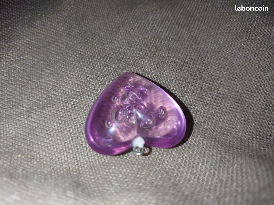 Pendentif grand coeur couleur parme translucide à bulle Vintage (image 13)