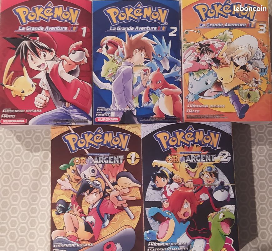 Tome 1 à 3 Pokémon la grande avanture + Tome 1 et 2 Pokémon Or et Argent (image 1)
