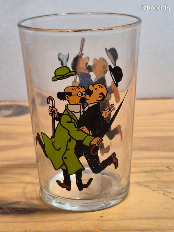 Verre à Moutarde Sérigraphié Tintin 1974 - Objet Collector Lombard, Très Bon état Vintage