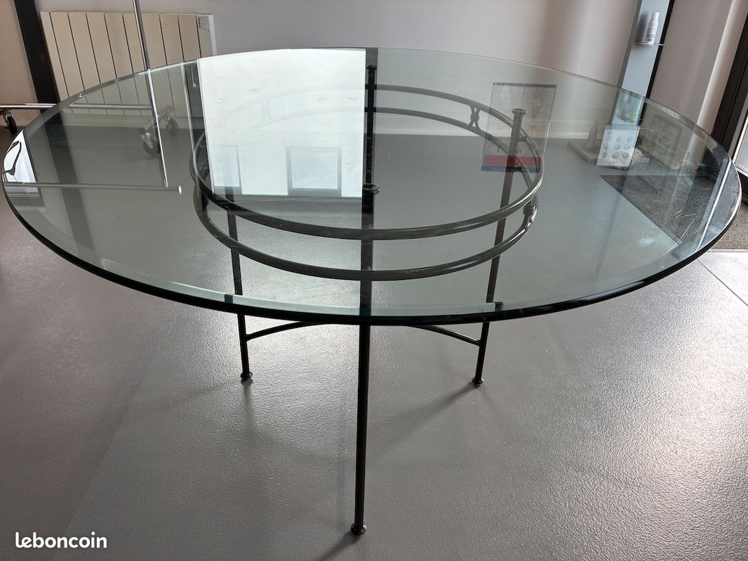 Table salon verre et fer forge (image 2)