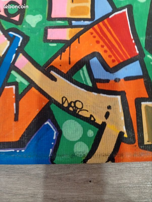 Tableau Signé SPACO Style Giacometti - Art Pop Street Art Graffiti, œuvre Colorée