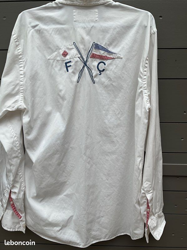 Chemise blanche FACONNABLE broderie marine dos M (image 1)
