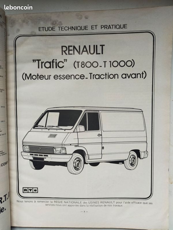 Revue technique Renaut Trafic essence 1983 (image 2)