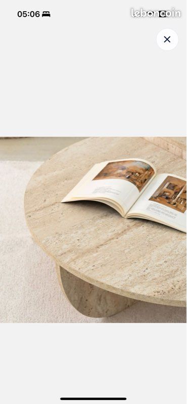 Table basse effet travertin beige (image 1)