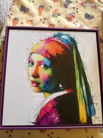 Tableau Reproduction 'La Jeune Fille à La Perle' De Vermeer - Toile Coton - Neuf