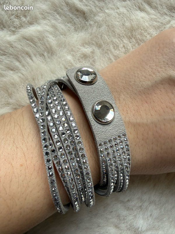 Bracelet Swarovski gris souple (image 2)