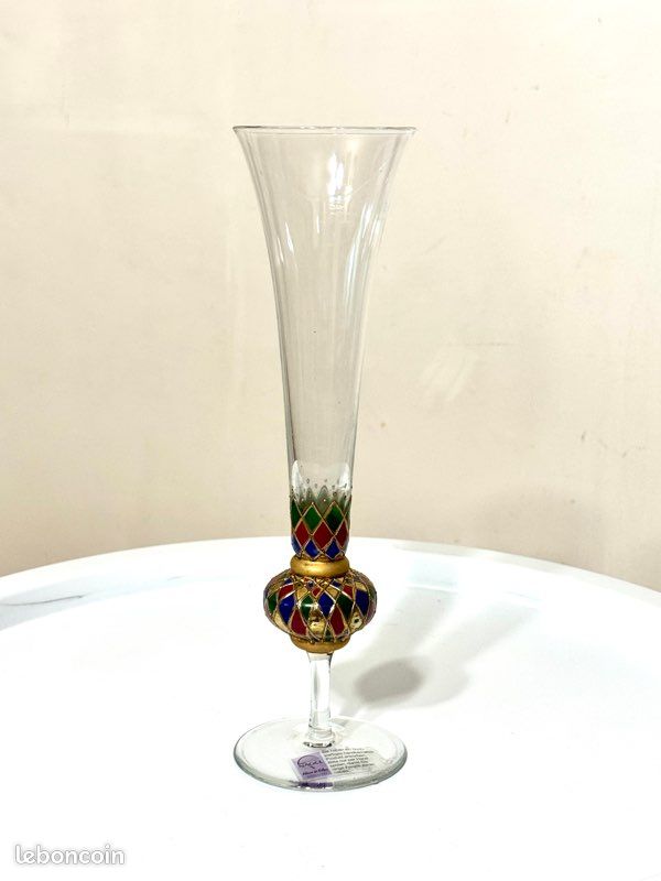 Flûte à champagne ancienne NAGEL en cristal , 27 cm , bon état (image 4)
