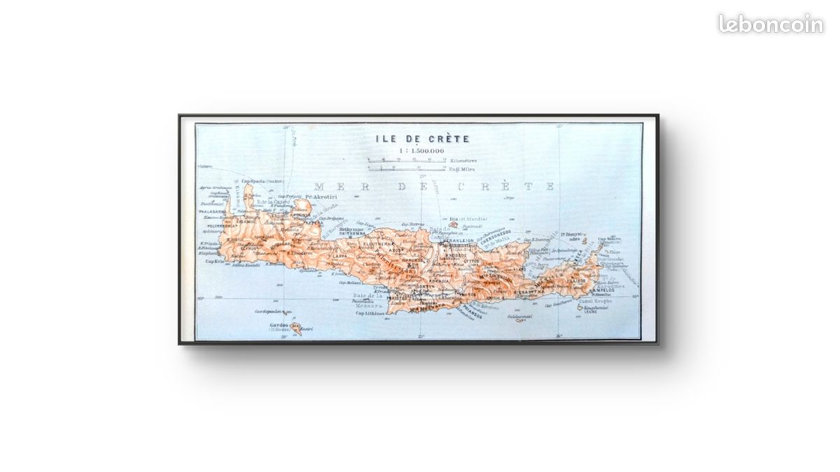 La Crète, Grèce, petit plan original imprimée en 1910 (image 6)