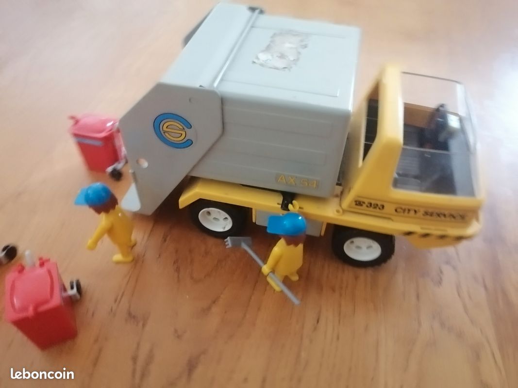 Playmobil 3470 Camion Poubelles City Service 1978 - Vintage Complet Comme Neuf