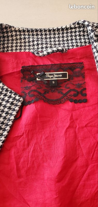 Veste courte chaude noire et blanche pépé jeans (image 4)