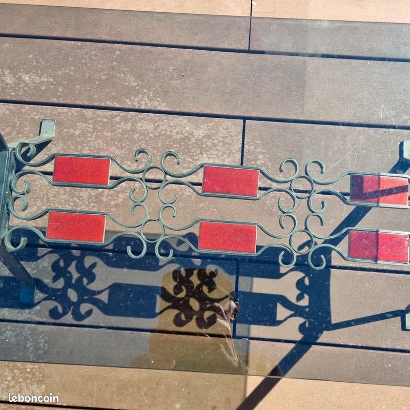 Table basse fer forgé, verre et céramique (image 3)