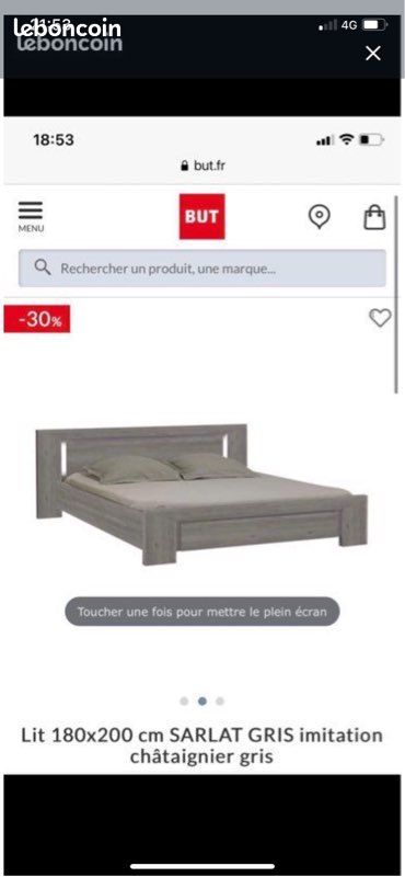Lit bois gris + sommier 160x200 (image 4)