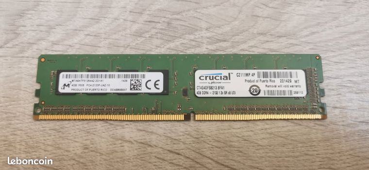 Kit 4x4Go RAM DDR4 Crucial 2133MHz (PC4-17000) pour PC de Bureau 3