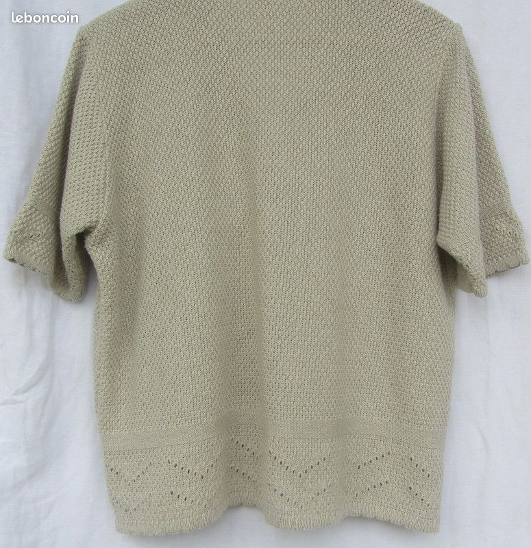 Cardigan à manches courtes beige clair vintage (image 5)