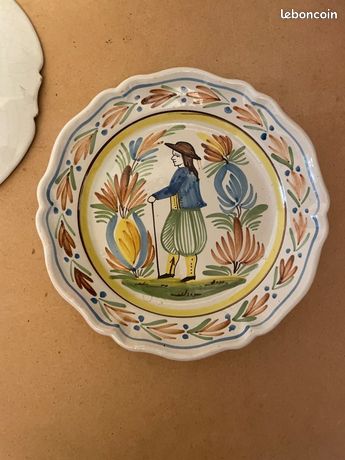 ANCIENNE ASSIETTE EN faïence Henriot quimper coq fier rare atypique