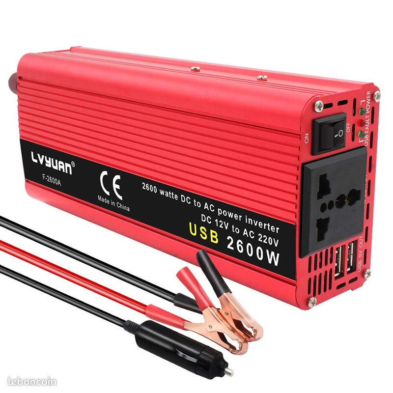 Convertisseur Onduleur 2600 Watt DC 12V AC 220V Pour Voiture convertisseur-onduleur-2600-watt-dc-12v-ac-220v-pour-voiture