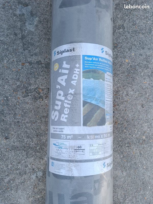 Ecran, film sous-toiture Sup'Air Reflex ADH+ membrane HPV - Siplast 75m2 (image 1)