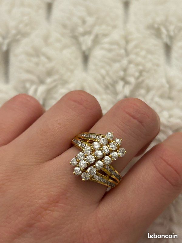 Bague Vintage Dorée Taille 54 Style Rétro Chic Plaquée Métal Doré