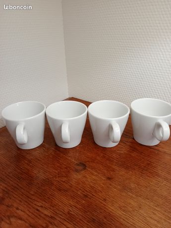 Lot De 4 Tasses à Café Bistrot Pillivuyt (France) – Porcelaine Blanche