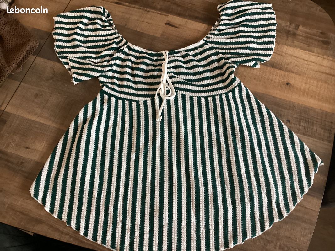 Chemise décontracté rayure jacquard (2 XL) vert NEUF (image 1)