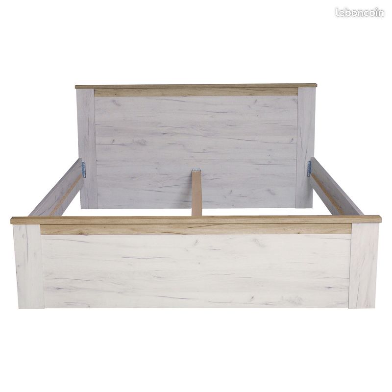 Lit 160x200 cm avec sommiers blanc et gris vintage Lit adulte 2 places (image 4)