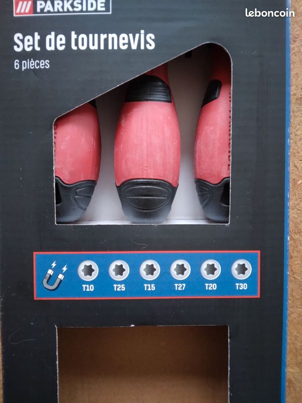 Lot De 4 Tournevis Torx à Pointe Magnétique, 4 Tournevis Torx étoile T20, T25, T27, T30, Pointe Rouge | Rouge Brillant S2