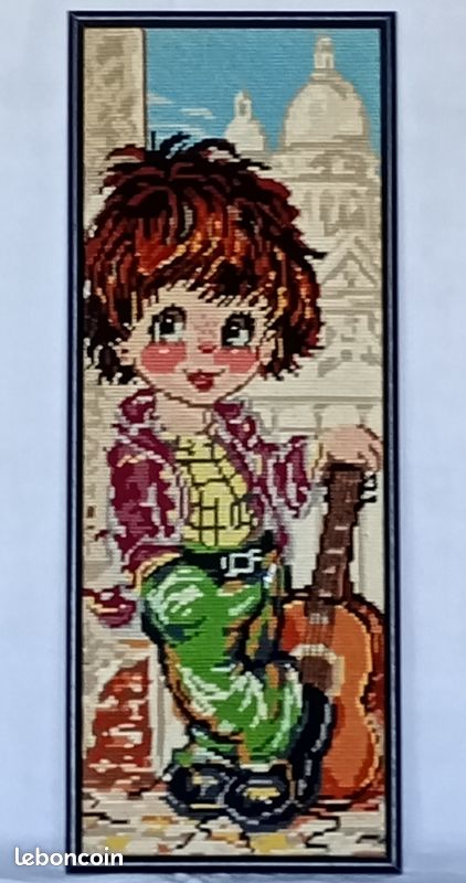 Vintage tableau panneau Poulbot le garçon et l'âne signé Mar