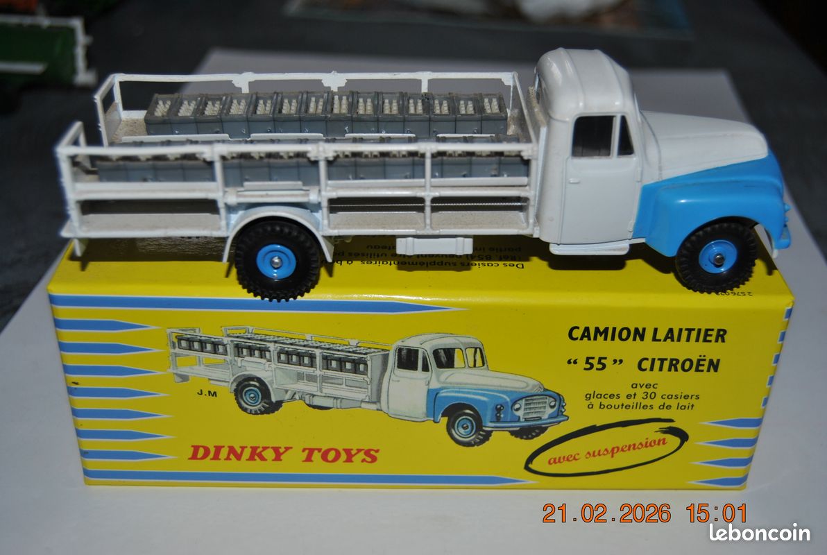 CAMION LAITIER 55 Citroën vrai Dinky Toys France ref 586 en boîte d'origine EUR 136,00 - FR